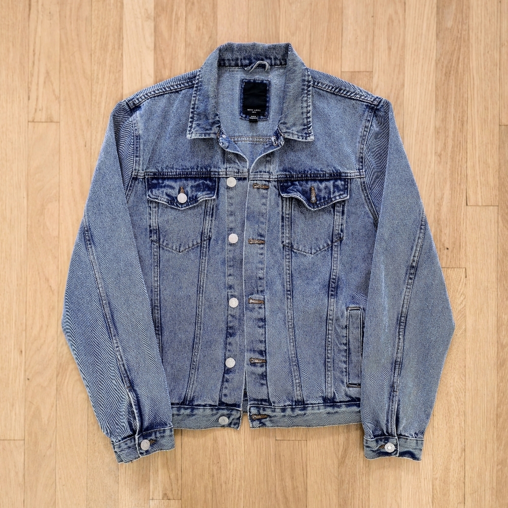 New Look Men’s Denim Jacket – Like New, Size M, Retro Light Wash